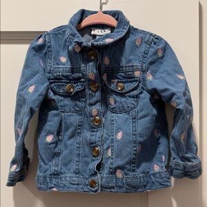 Nicole Miller Blue Kids Jean Jacket with Strawberry Accents